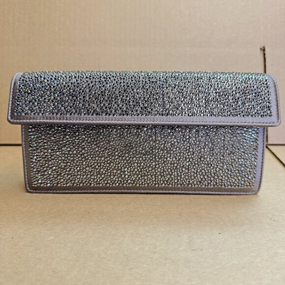 Oscar de la Renta Alibi Slim Crystal Pave Satin Shoulder Bag - Gray - Picture 5 of 9